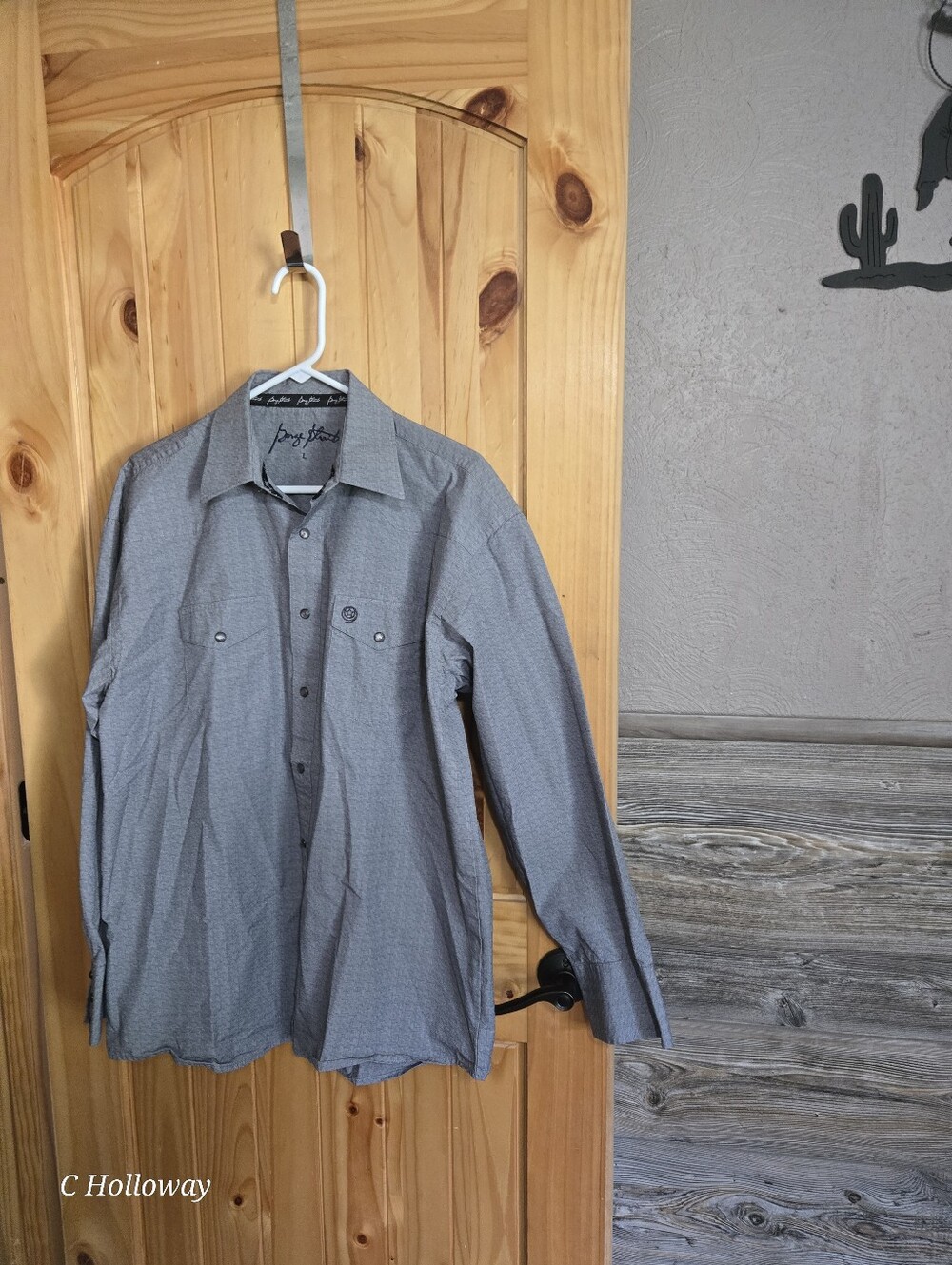 George Strait Cowboy Collection Men's Long Sleeve Shirt Gray Pearl Snap  Large